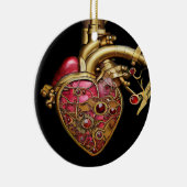 Steampunk Heart Anatomische robijnen en tandwielen Keramisch Ornament (Rechts)
