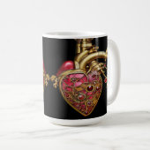 Steampunk Heart Anatomische robijnen en tandwielen Koffiemok (Voorkant rechts)