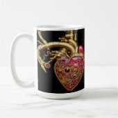 Steampunk Heart Anatomische robijnen en tandwielen Koffiemok (Links)