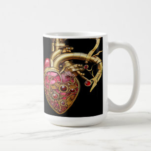 Steampunk Heart Anatomische robijnen en tandwielen Koffiemok