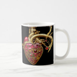 Steampunk Heart Anatomische robijnen en tandwielen Koffiemok