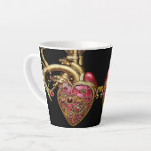 Steampunk Heart Anatomische robijnen en tandwielen Latte Mok (Linkerhoek)