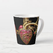 Steampunk Heart Anatomische robijnen en tandwielen Latte Mok (Rechterhoek)