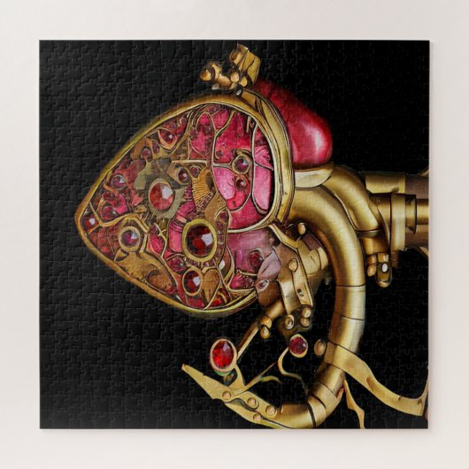 Steampunk Heart Anatomische robijnen en tandwielen Legpuzzel (Horizontaal)