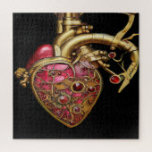 Steampunk Heart Anatomische robijnen en tandwielen Legpuzzel (Verticaal)