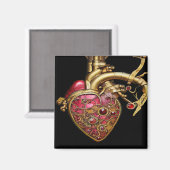 Steampunk Heart Anatomische robijnen en tandwielen Magneet (Voorkant / Achterkant)