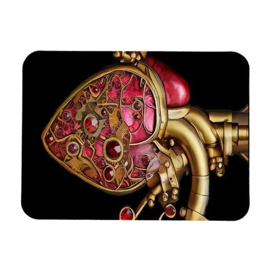 Steampunk Heart Anatomische robijnen en tandwielen Magneet (Horizontaal)