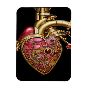 Steampunk Heart Anatomische robijnen en tandwielen Magneet