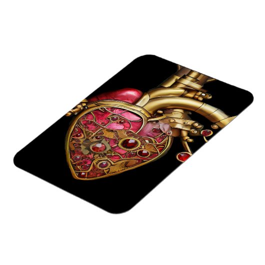 Steampunk Heart Anatomische robijnen en tandwielen Magneet (Linkerzijde)