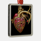 Steampunk Heart Anatomische robijnen en tandwielen Metalen Ornament (Rechts)