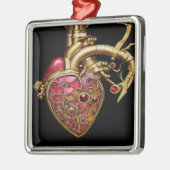 Steampunk Heart Anatomische robijnen en tandwielen Metalen Ornament (Links)