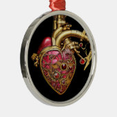 Steampunk Heart Anatomische robijnen en tandwielen Metalen Ornament (Rechts)
