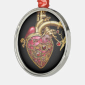 Steampunk Heart Anatomische robijnen en tandwielen Metalen Ornament (Links)