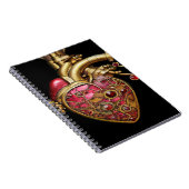 Steampunk Heart Anatomische robijnen en tandwielen Notitieboek (Rechterzijde)