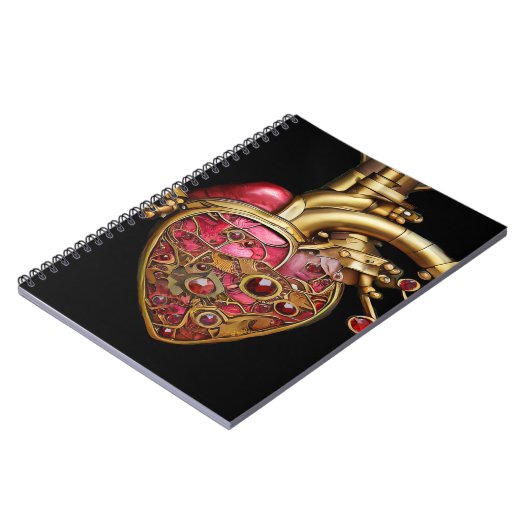 Steampunk Heart Anatomische robijnen en tandwielen Notitieboek (Linkerzijde)