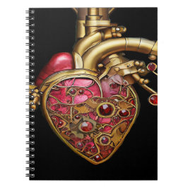 Steampunk Heart Anatomische robijnen en tandwielen Notitieboek