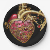 Steampunk Heart Anatomische robijnen en tandwielen Papieren Bordje (Voorkant)