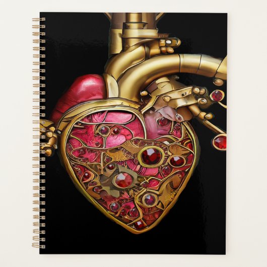 Steampunk Heart Anatomische robijnen en tandwielen Planner (Voorkant)