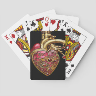 Steampunk Heart Anatomische robijnen en tandwielen Pokerkaarten