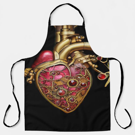 Steampunk Heart Anatomische robijnen en tandwielen Schort (Voorkant)