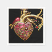 Steampunk Heart Anatomische robijnen en tandwielen Servet (Voorkant)