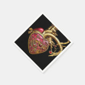 Steampunk Heart Anatomische robijnen en tandwielen Servet (Hoek)