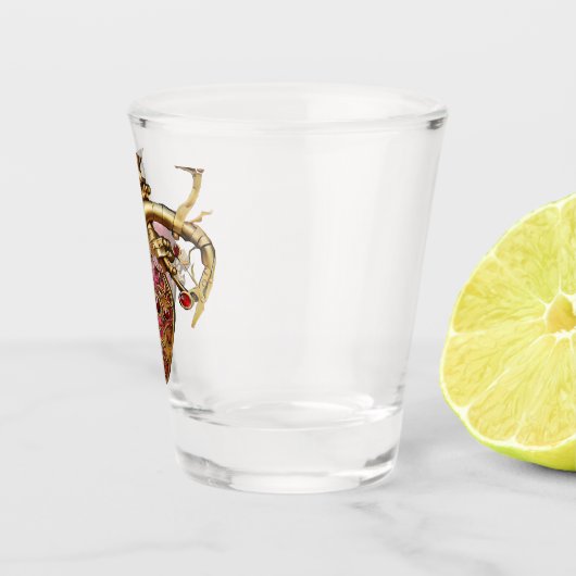 Steampunk Heart Anatomische robijnen en tandwielen Shot Glas (Rechts)
