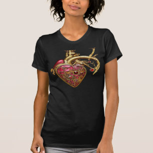 Steampunk Heart Anatomische robijnen en tandwielen T-shirt