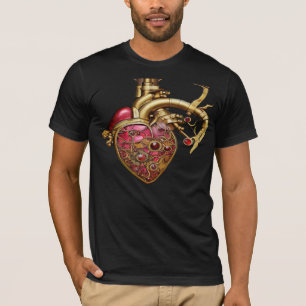 Steampunk Heart Anatomische robijnen en tandwielen T-shirt