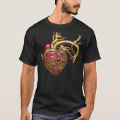 Steampunk Heart Anatomische robijnen en tandwielen T-shirt (Voorkant)