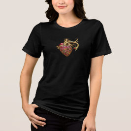 Steampunk Heart Anatomische robijnen en tandwielen Tri-Blend Shirt