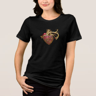 Steampunk Heart Anatomische robijnen en tandwielen Tri-Blend Shirt