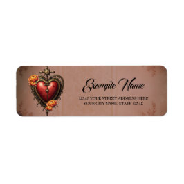 Steampunk Heart beroemd gemaakt door Flowers. Etiket