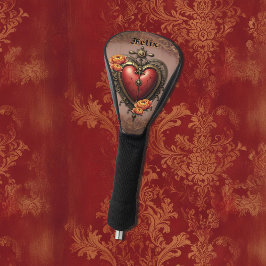 Steampunk Heart beroemd gemaakt door Flowers. Golfheadcover