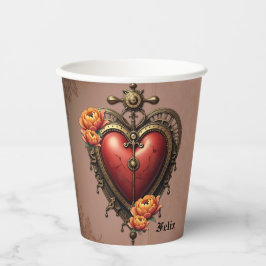 Steampunk Heart beroemd gemaakt door Flowers. Papieren Bekers