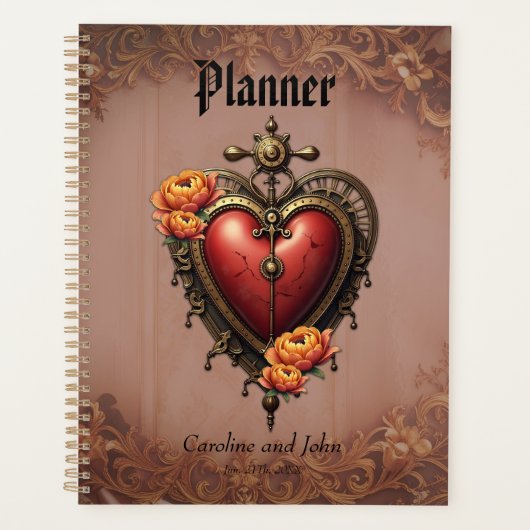 Steampunk Heart beroemd gemaakt door Flowers. Planner (Voorkant)