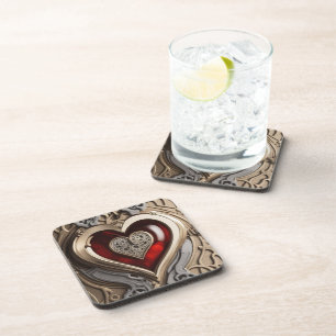 Steampunk Heart - Intrinsieke mechanische liefde Bier Onderzetter