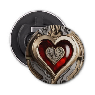 Steampunk Heart - Intrinsieke mechanische liefde Button Flesopener
