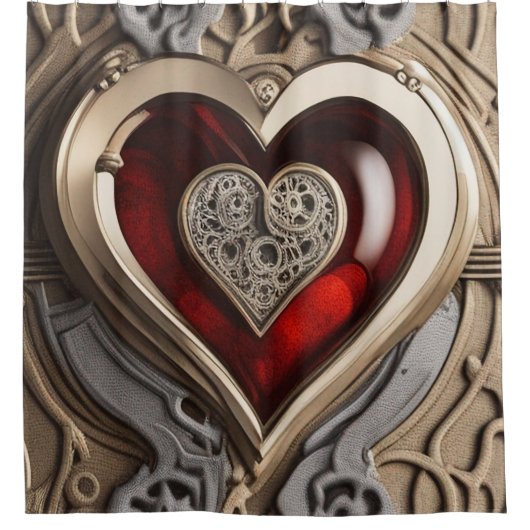 Steampunk Heart - Intrinsieke mechanische liefde Douchegordijn (Voorkant)