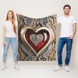 Steampunk Heart - Intrinsieke mechanische liefde Fleece Deken
