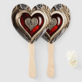 Steampunk Heart - Intrinsieke mechanische liefde Handwaaier (Voorkant en achterkant)