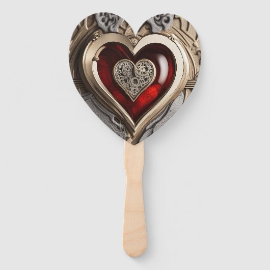 Steampunk Heart - Intrinsieke mechanische liefde Handwaaier (Voorkant)