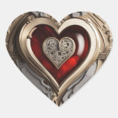 Steampunk Heart - Intrinsieke mechanische liefde Hart Sticker (Voorkant)