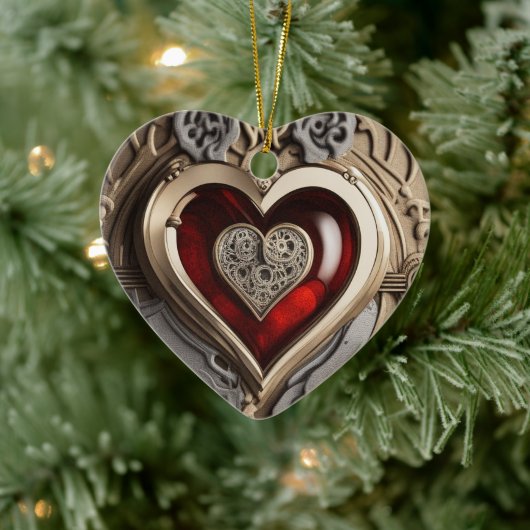 Steampunk Heart - Intrinsieke mechanische liefde Keramisch Ornament (Boom)