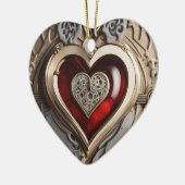 Steampunk Heart - Intrinsieke mechanische liefde Keramisch Ornament (Links)
