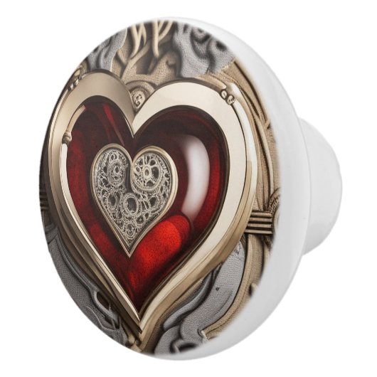Steampunk Heart - Intrinsieke mechanische liefde Keramische Knop (Rechts)