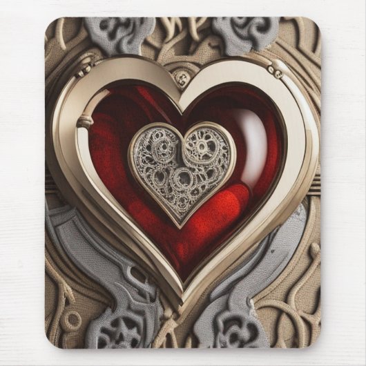 Steampunk Heart - Intrinsieke mechanische liefde Muismat (Voorkant)