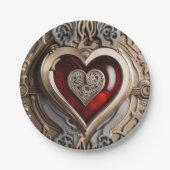 Steampunk Heart - Intrinsieke mechanische liefde Papieren Bordje (Voorkant)