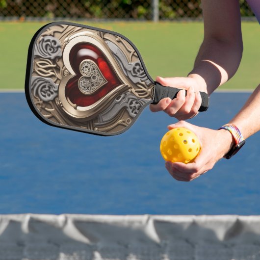 Steampunk Heart - Intrinsieke mechanische liefde Pickleball Paddle (Insitu)