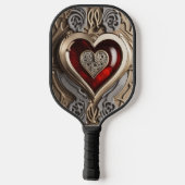 Steampunk Heart - Intrinsieke mechanische liefde Pickleball Paddle (Achterkant)